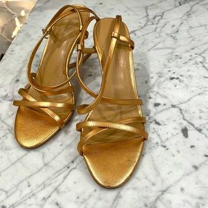 Banana Republic Rose Gold Strappy Saffiano Leather Heels